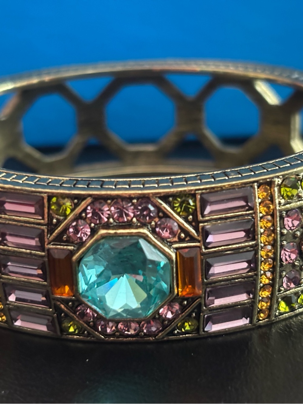 Multicolor Crystal Statement Bangle Bracelet
